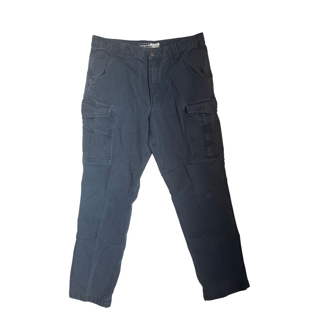 Carhartt Rugged Flex Relaxed Fit Canvas Cargo Work Pants Dark‎ Blue 36x34
